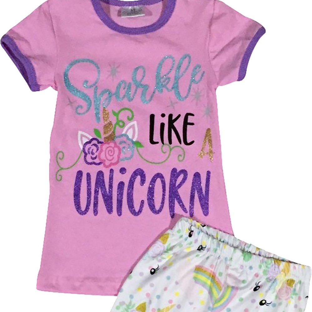 Little Girl Unicorn T-Shirt Top Tee Capris Ruffle Pants Outfit Clothing 2 PCS